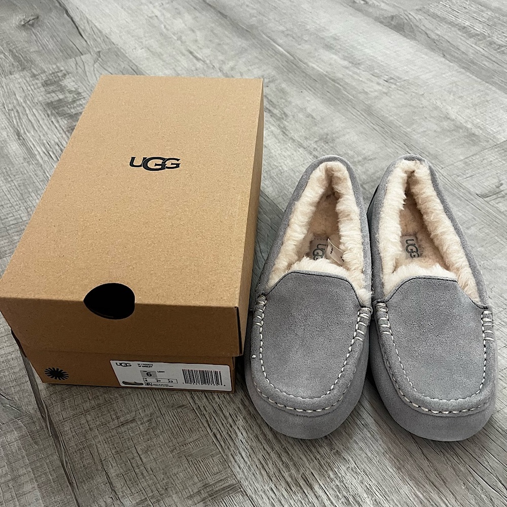 NEW UGG Ansley Slippers Light Grey size 6. Water Resistant